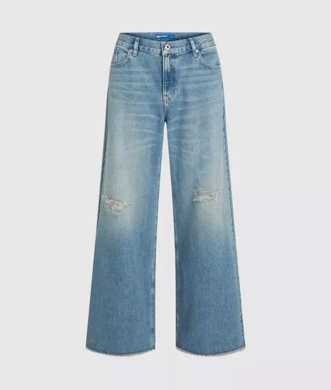 Jeans de talle bajo y pierna ancha