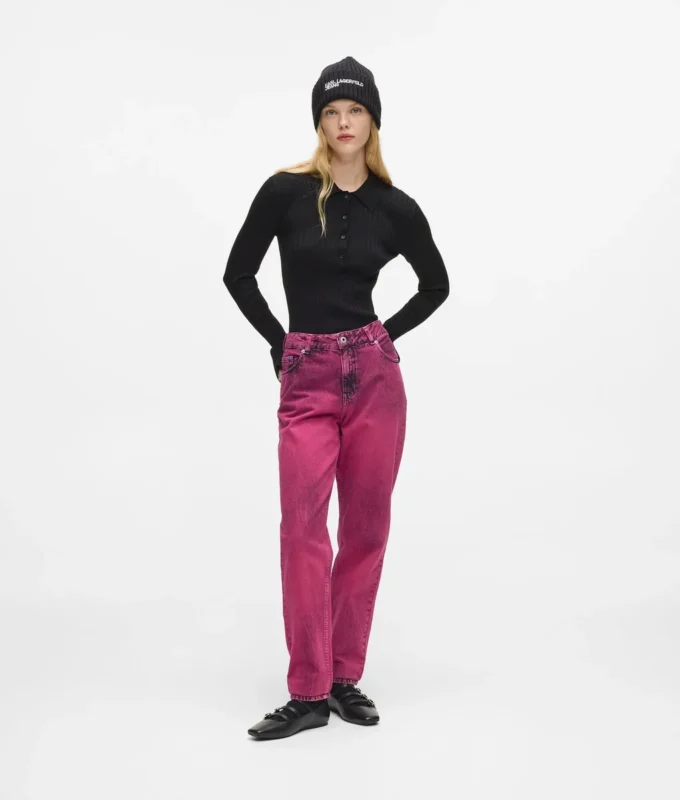 Jeans mom con efecto pintura en aerosol