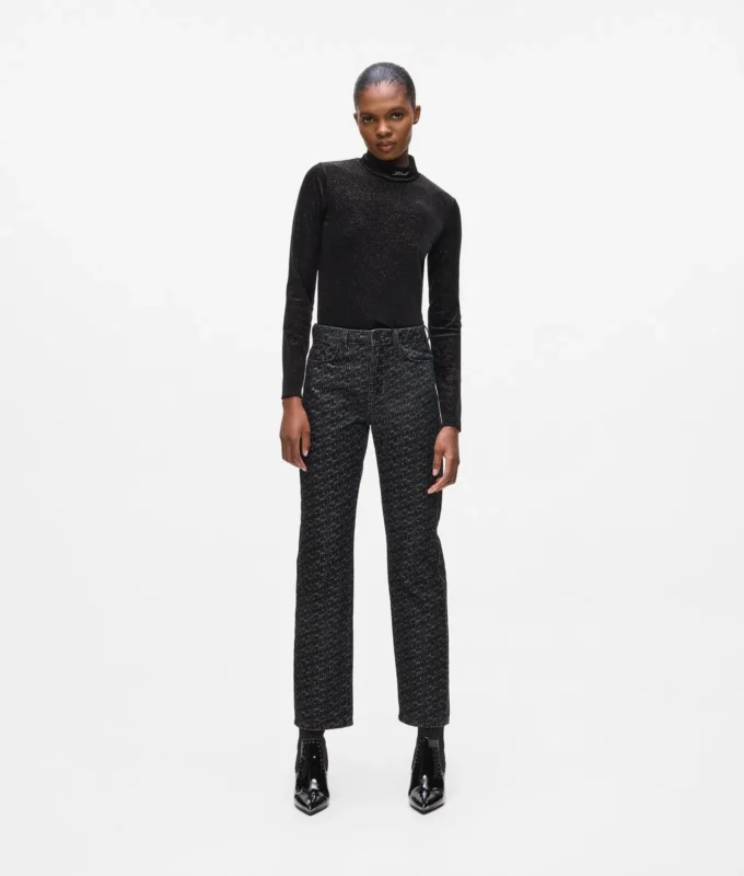 Jeans rectos con estampado integral