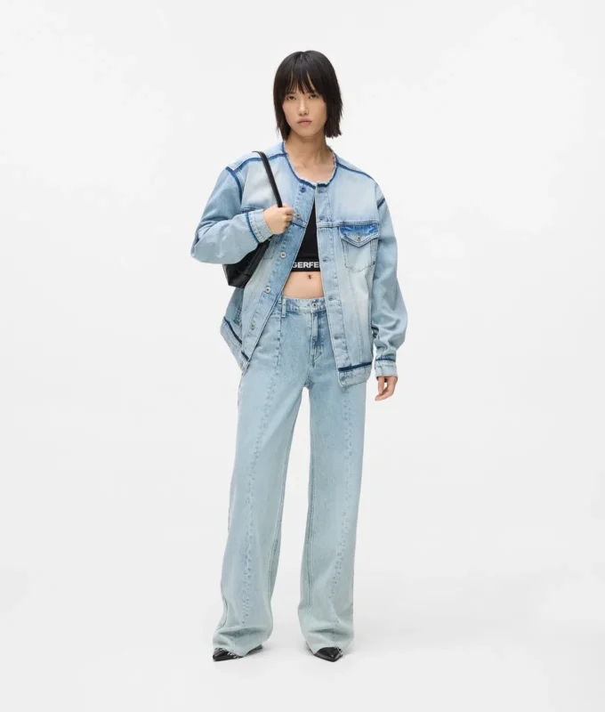 Jeans relajados de talle medio con costuras