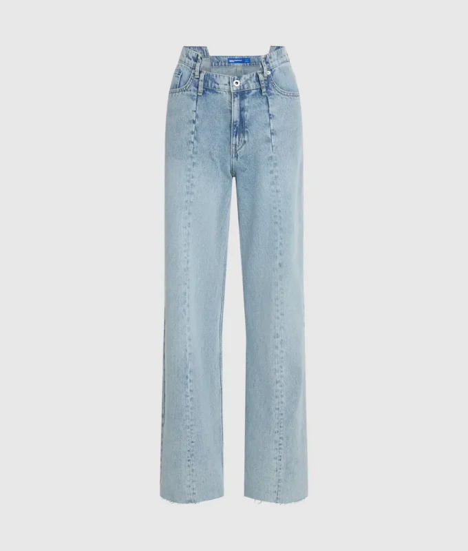 Jeans relajados de talle medio con costuras