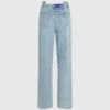Jeans relajados de talle medio con costuras