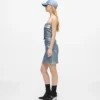 Minifalda de denim recubierto