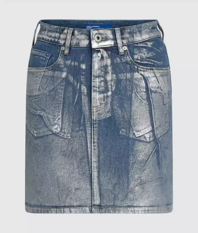 Minifalda de denim recubierto