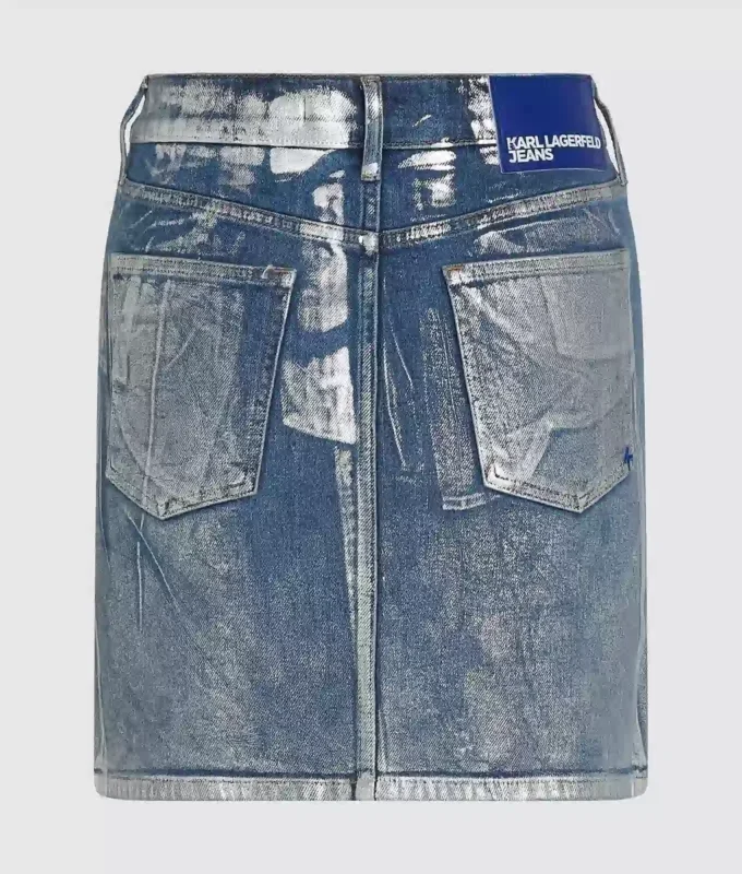 Minifalda de denim recubierto