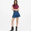 Minifalda plisada de denim