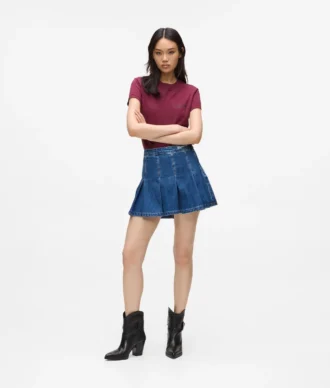 Minifalda plisada de denim
