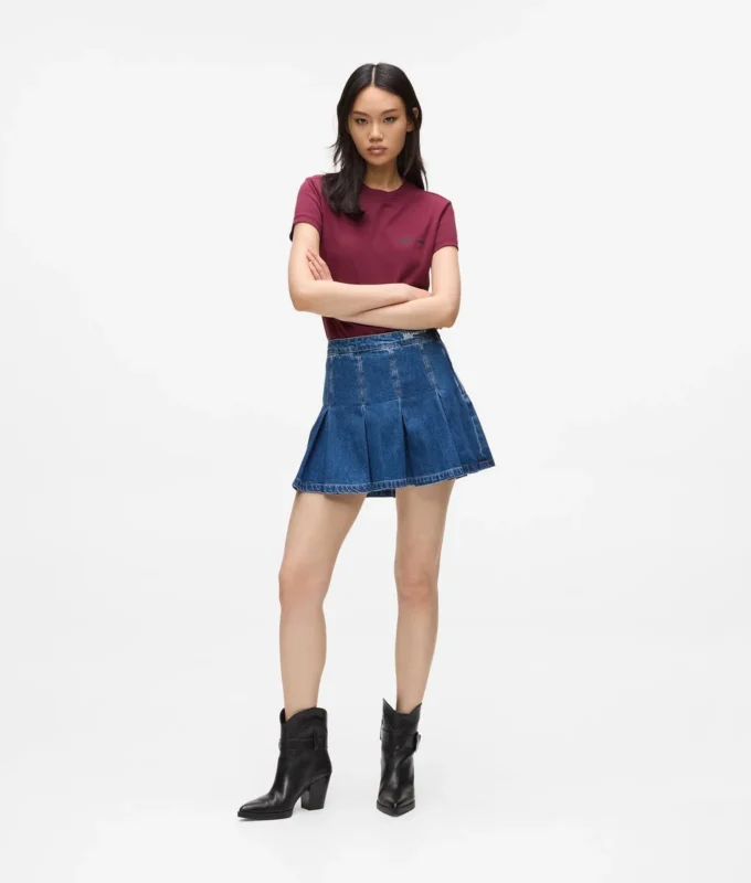 Minifalda plisada de denim