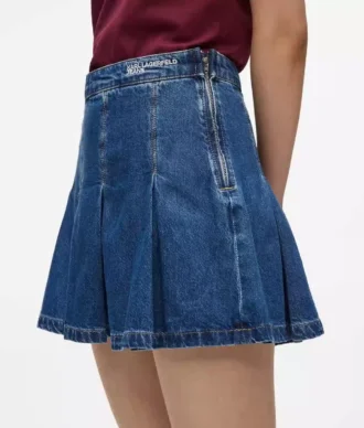 Minifalda plisada de denim
