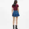 Minifalda plisada de denim
