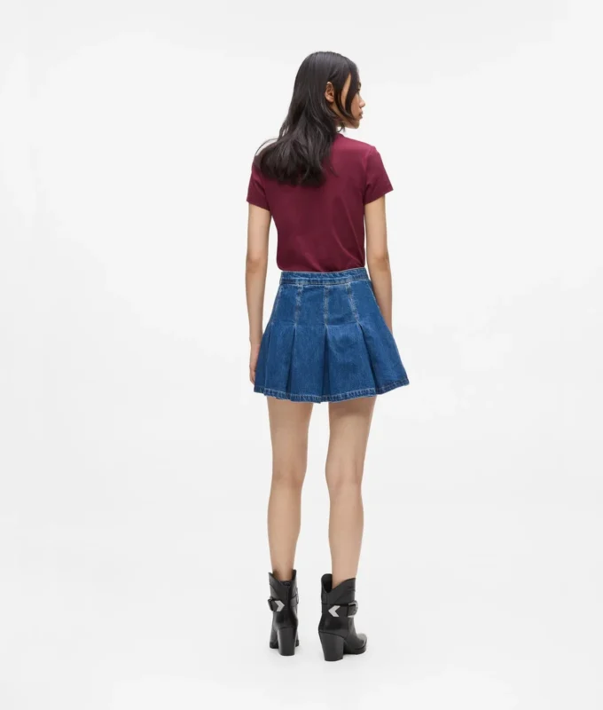 Minifalda plisada de denim