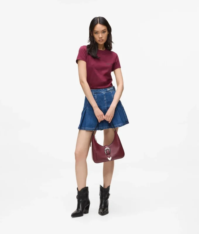 Minifalda plisada de denim