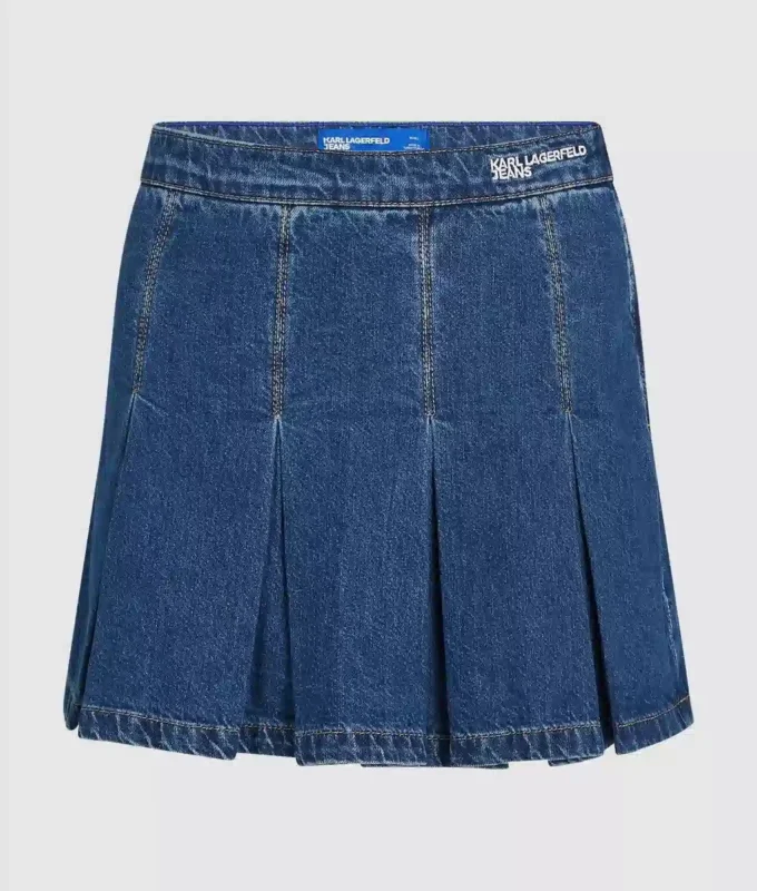 Minifalda plisada de denim