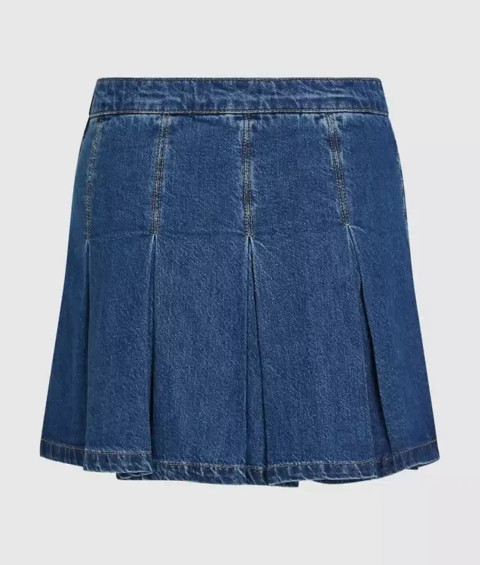 Minifalda plisada de denim