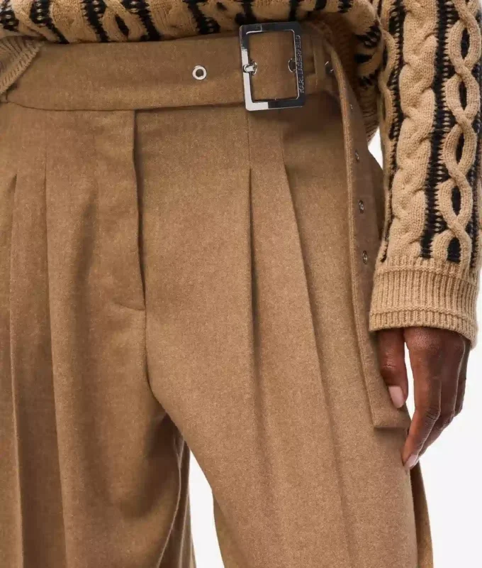 Pantalones anchos de mezcla de lana