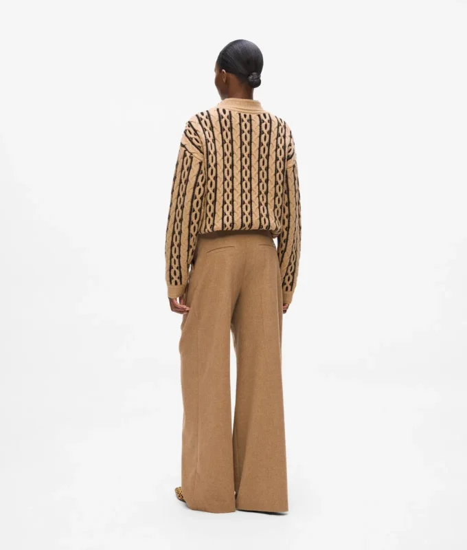 Pantalones anchos de mezcla de lana