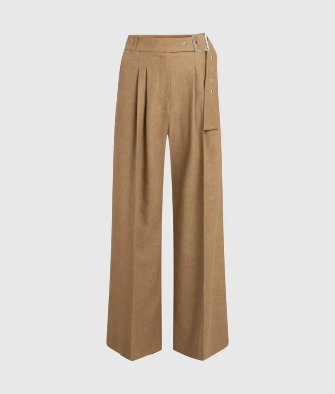 Pantalones anchos de mezcla de lana
