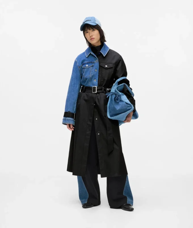 Pantalones de chándal con paneles de denim