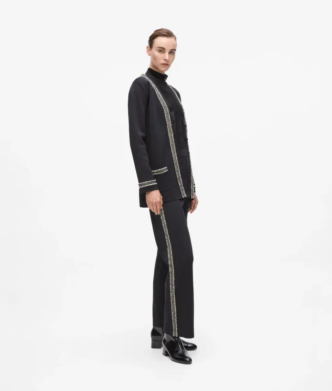 Pantalones de punto con detalles bouclé