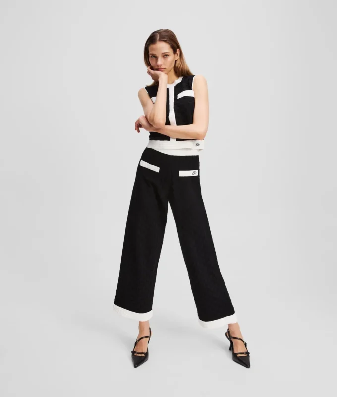 PANTALONES DE PUNTO CON RIBETES CONTRASTANTES