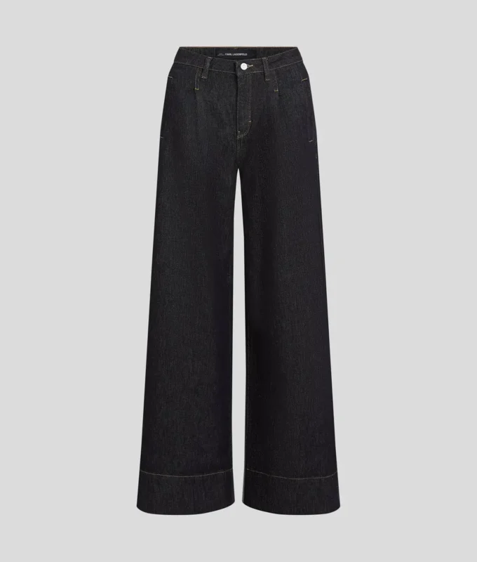 PANTALONES DE VAQUERO DE PIERNA ANCHA CON COSTURAS EN CONTRASTE