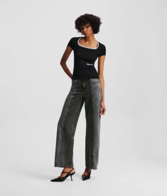 PANTALONES DE VAQUERO RELAJADOS DE TALLA MEDIA Y DOS TONOS