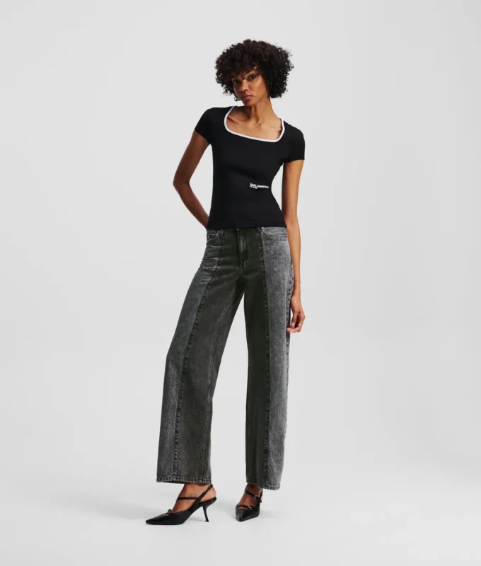 PANTALONES DE VAQUERO RELAJADOS DE TALLA MEDIA Y DOS TONOS