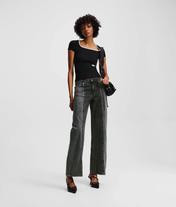 PANTALONES DE VAQUERO RELAJADOS DE TALLA MEDIA Y DOS TONOS