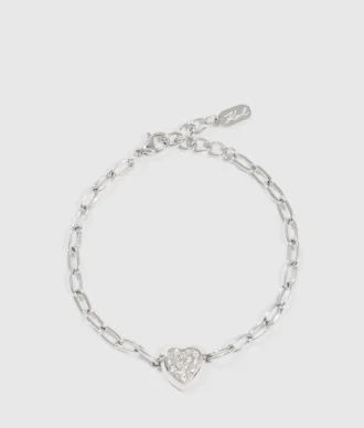 PULSERA CON CHARM DE CORAZÓN CON PAVÉ