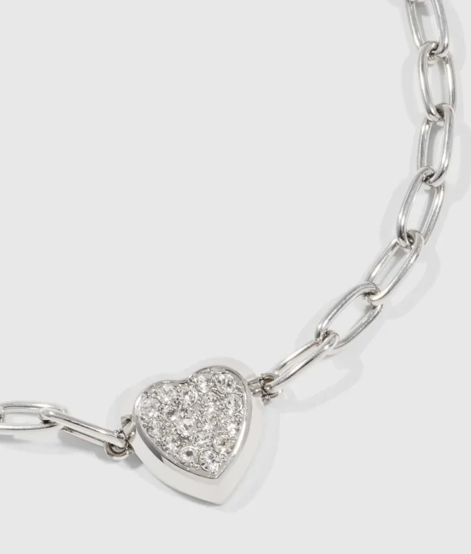 PULSERA CON CHARM DE CORAZÓN CON PAVÉ