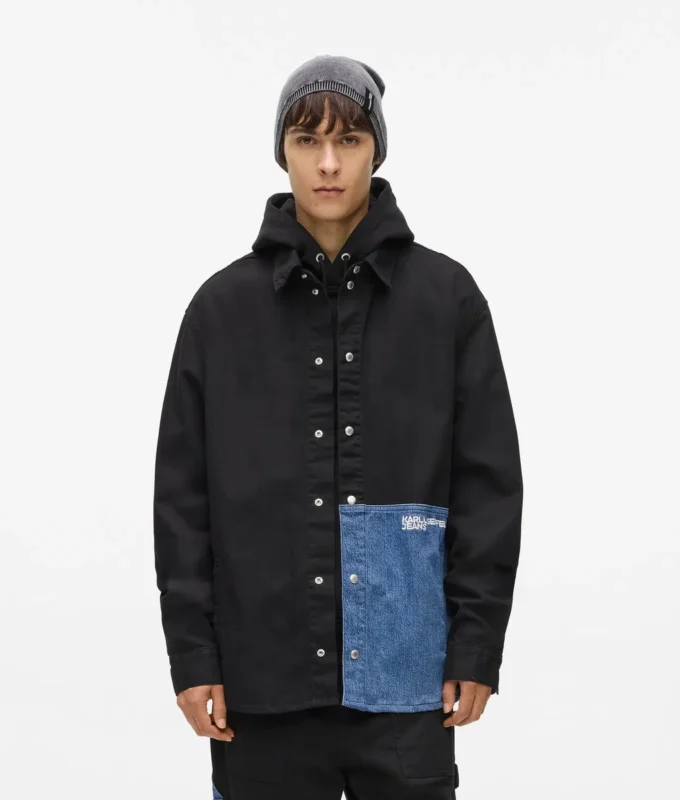 Sobrecamisa con paneles de denim
