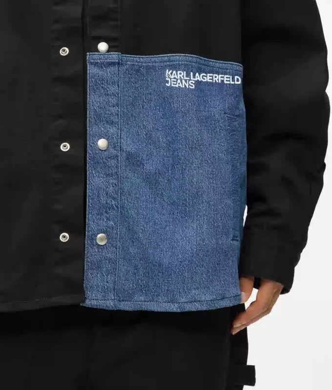 Sobrecamisa con paneles de denim