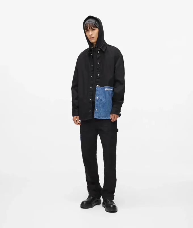 Sobrecamisa con paneles de denim