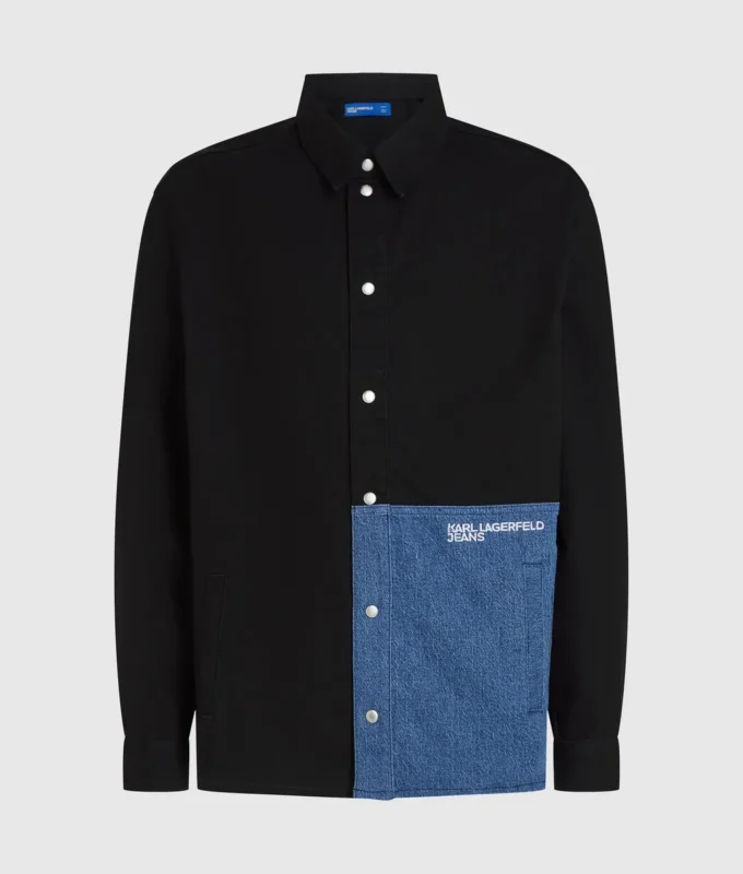 Sobrecamisa con paneles de denim