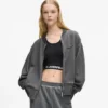 Sudadera bomber lavada con cremallera