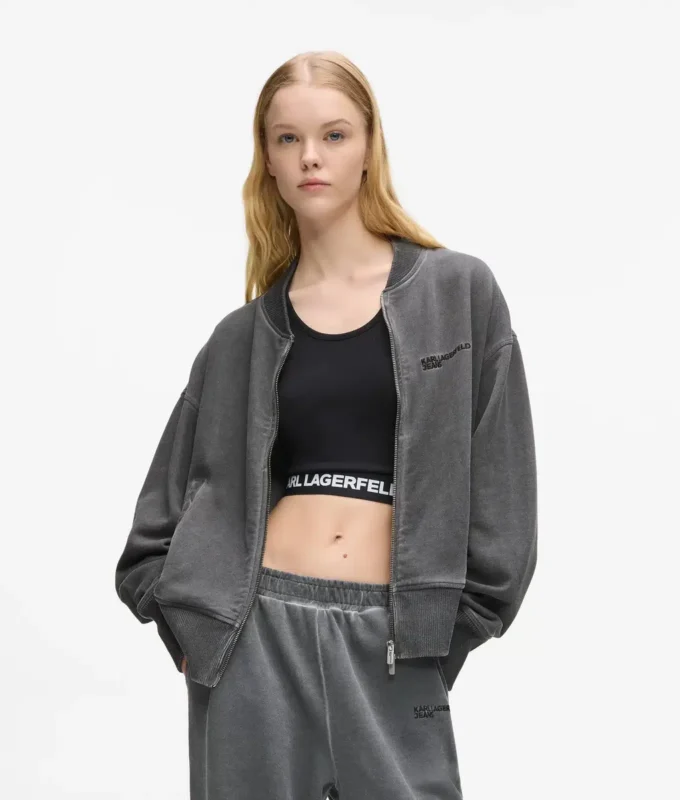Sudadera bomber lavada con cremallera