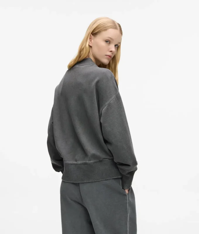 Sudadera bomber lavada con cremallera