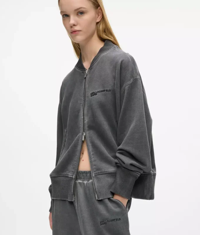 Sudadera bomber lavada con cremallera
