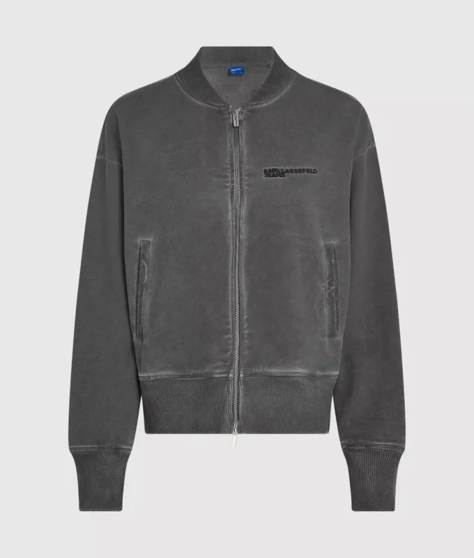 Sudadera bomber lavada con cremallera