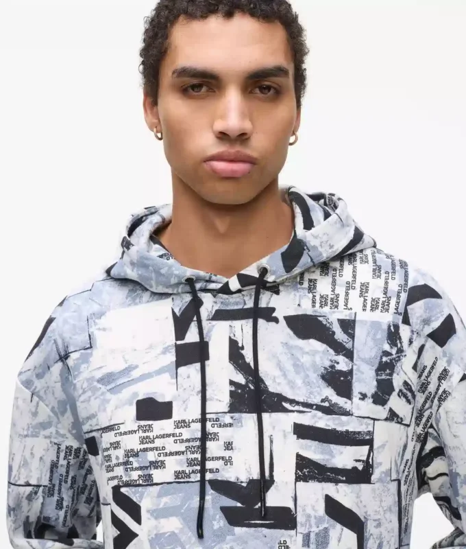 Sudadera con capucha holgada con monograma integral