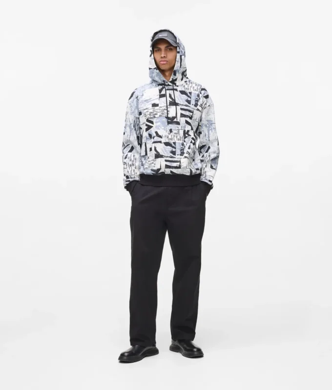 Sudadera con capucha holgada con monograma integral