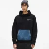Sudadera con capucha y bolsillo de denim
