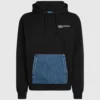 Sudadera con capucha y bolsillo de denim