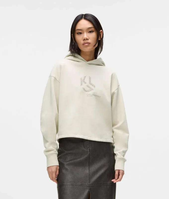Sudadera con capucha y monograma con tachuelas