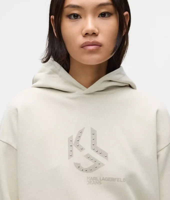 Sudadera con capucha y monograma con tachuelas