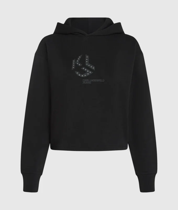 Sudadera con capucha y monograma con tachuelas