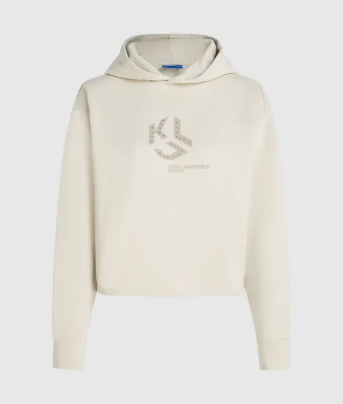 Sudadera con capucha y monograma con tachuelas