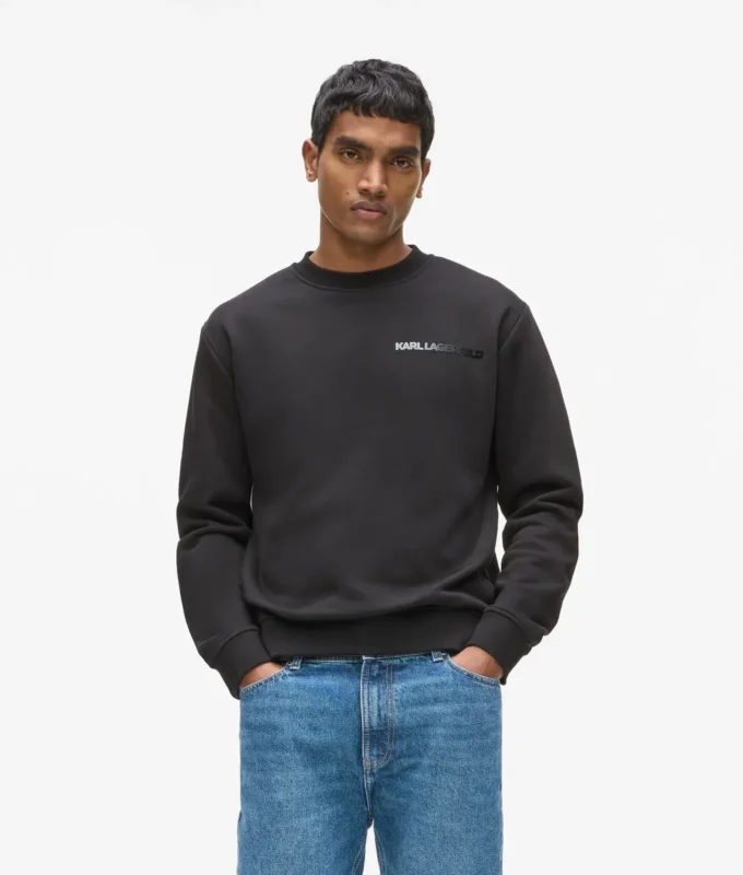 Sudadera con cuello redondo y logotipo de terciopelo
