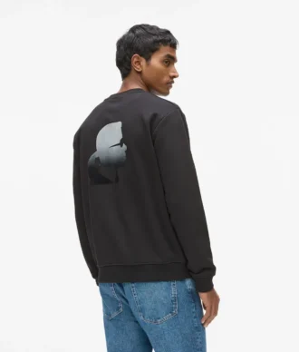 Sudadera con cuello redondo y logotipo de terciopelo