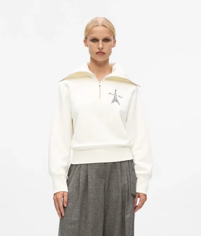 Sudadera con media cremallera y dibujo de París